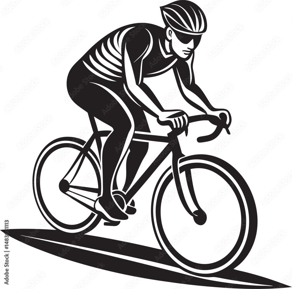 Naklejka premium Bike Silhouette Vector, Classic Bicycle Clipart Design, Minimalist road bike silhouette design.