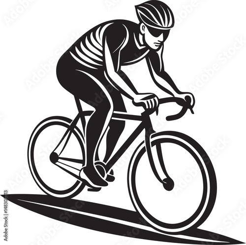 Bike Silhouette Vector, Classic Bicycle Clipart Design, Minimalist road bike silhouette design.
