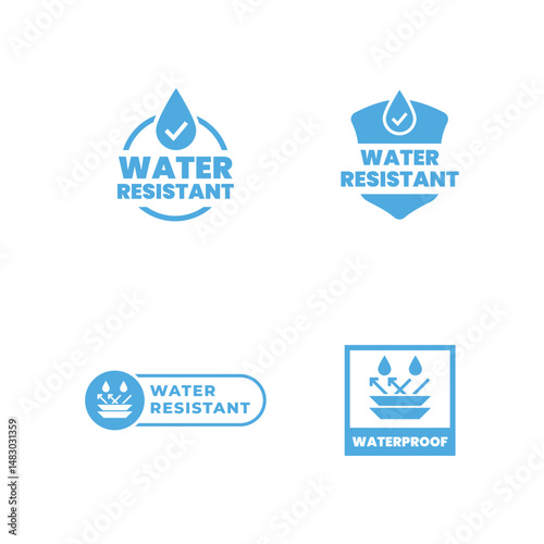 Set of Waterproof or water resistant icon vector illustration.