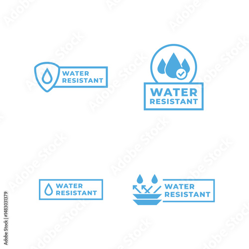 Set of Waterproof or water resistant icon vector illustration.