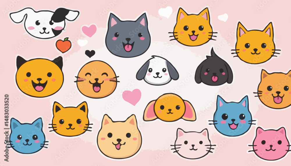 Sweet Pet Emoticons Collection in Vector Sweet Pet Emoticons Collection in Vector