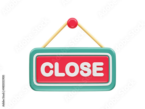 Shop close board icon 3d illustration render