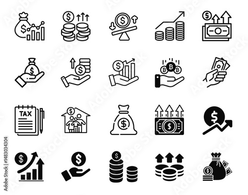 Vector pack of income and submission icons – clean, modern designs perfect for finance, business, and digital workflows