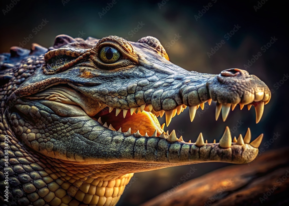 Fototapeta premium Angry Crocodile, Close-up Portrait, Reptilian Expression, Wildlife Photography