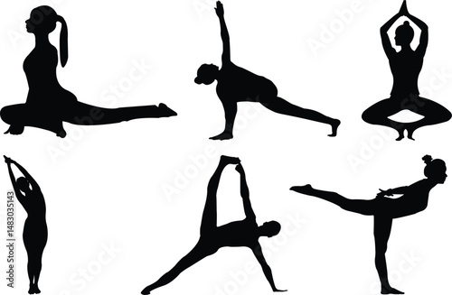 A silhouette of a woman doing yoga