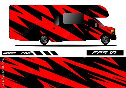Boldly Designed RV with Striking Red and Black Patterns