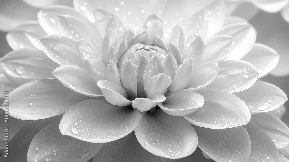 Obraz premium Delicate, wet flower in grayscale