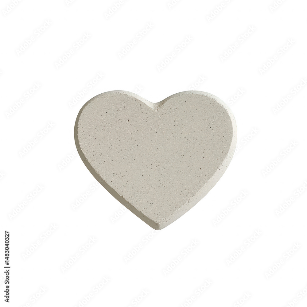 Fototapeta premium A simple white heart-shaped object, ideal for decoration or symbolic representation of love and affection. Isolated on a clean white background for versatile use.