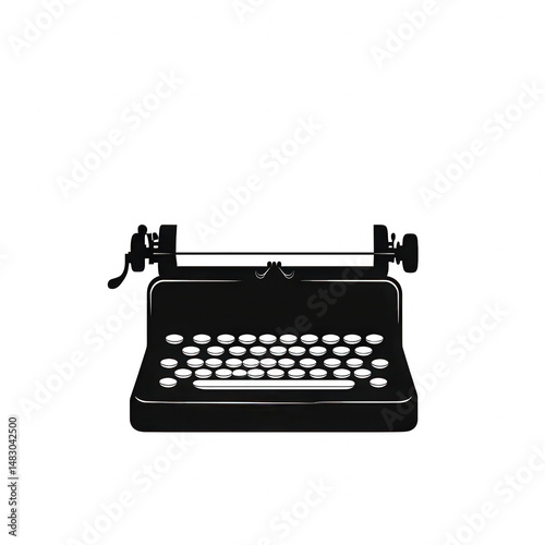 Classic typewriter, vintage design on a white isolated background, emphasizing its timeless appeal for writers and enthusiasts of retro technology.