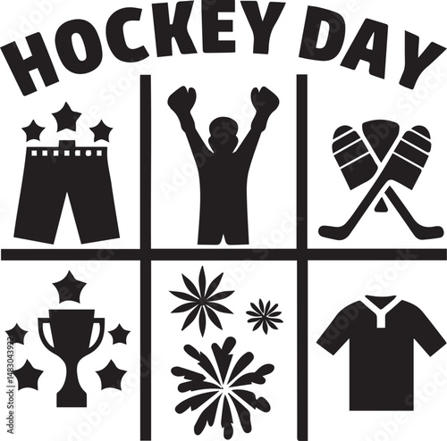 Festive Line Style Icons Themed Around Hockey Day