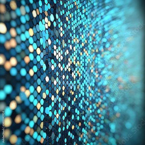 Abstract geometric pattern of glowing hexagons