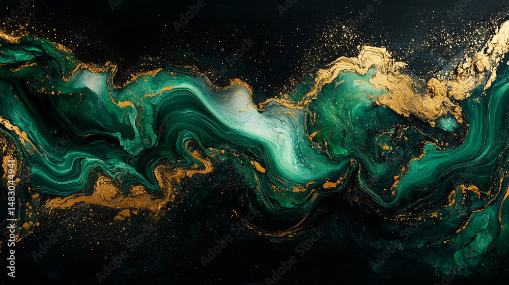 Obraz premium Abstract Glowing Artwork Featuring Metallic-Infused