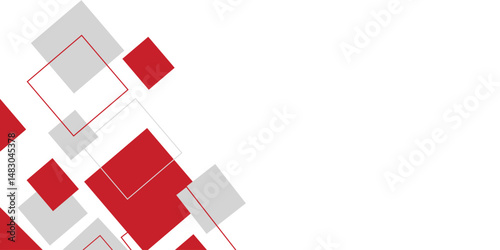 White background with abstract red grey square decoration. Vector illustration for modern presentation background, brochure design, business card background, website slider, landing page