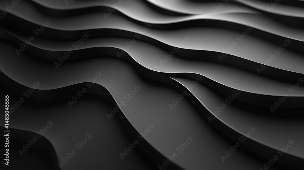 Obraz premium Undulating gray ribbons cast shadows