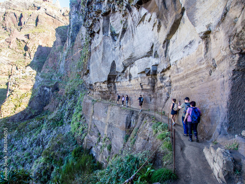 Walk from Pico Arieiro to Pico Ruivo on Madeira Portuguese island in the Atlantic Ocean
