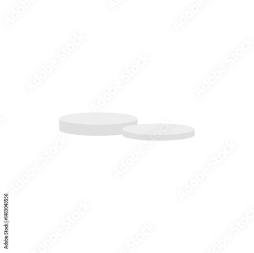 White round podium. Minimalist studio display showroom product pedestal and fashion stage showcase mockup scene. Vector illustration 