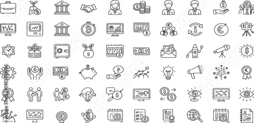 Business and Finance Editable Icons set. Vector illustration in modern thin line style of money related icons: profit, cash, banking, and more.