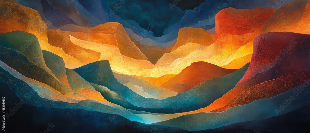 custom made wallpaper toronto digitalA painting of mountains with a blue sky in the background