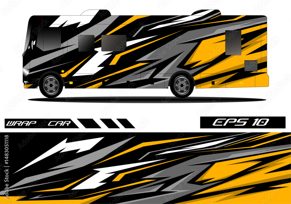 Vibrant RV Wrap Design with Dynamic Patterns and Colors Vibrant RV Wrap Design with Dynamic Patterns and Colors