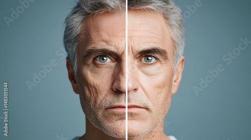 Closeup photograph of a patient s skin before and after a reconstructive surgery procedure showcasing the improved texture and tone with a clean