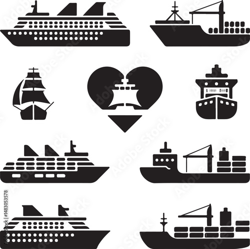 Classic Sailing Ship Silhouette Vector

Vintage Pirate Ship Clipart Design

Cruise Ship on Sea Silhouette Art

Minimalist Ocean Boat Vector Illustration