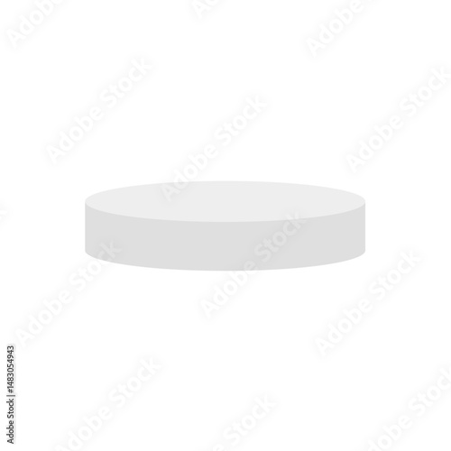 White round podium. Minimalist studio display showroom product pedestal and fashion stage showcase mockup scene. Vector illustration 