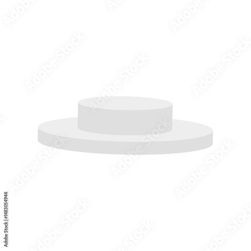 White round podium. Minimalist studio display showroom product pedestal and fashion stage showcase mockup scene. Vector illustration 