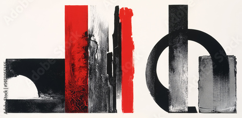 Abstract Red and Black Composition 