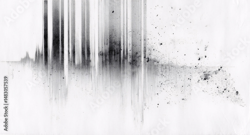 Abstract Impression: An artistic black and white composition, evocative of trees and a sense of natural movement, with a textured, dreamlike quality.