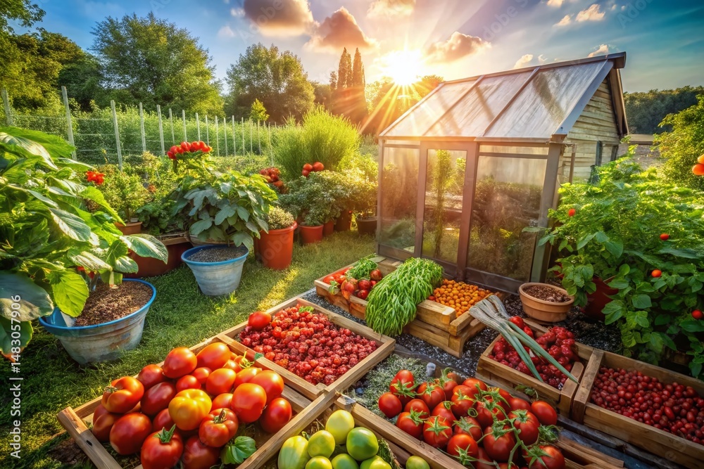 Aerial View of a Family's Vegetable Garden, Reducing Grocery Bills Aerial View of a Family's Vegetable Garden, Reducing Grocery Bills