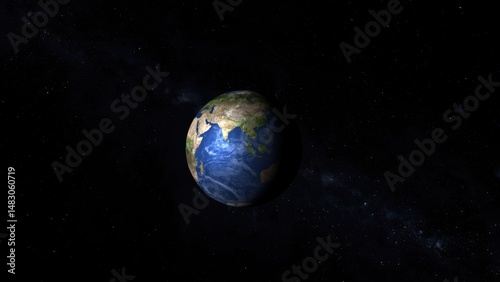 Fototapeta Naklejka Na Ścianę i Meble -  3d rendering of planet earth floating in space featuring the indian ocean and asian continent global concept of our home.
