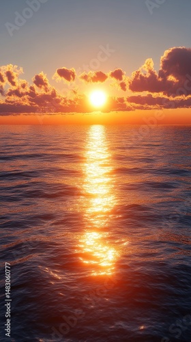 Dramatic sunset over calm ocean