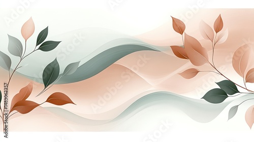 An abstract artwork displaying leaves and flowing pastel colored shapes