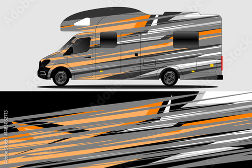 Stylish camper van design with dynamic graphics