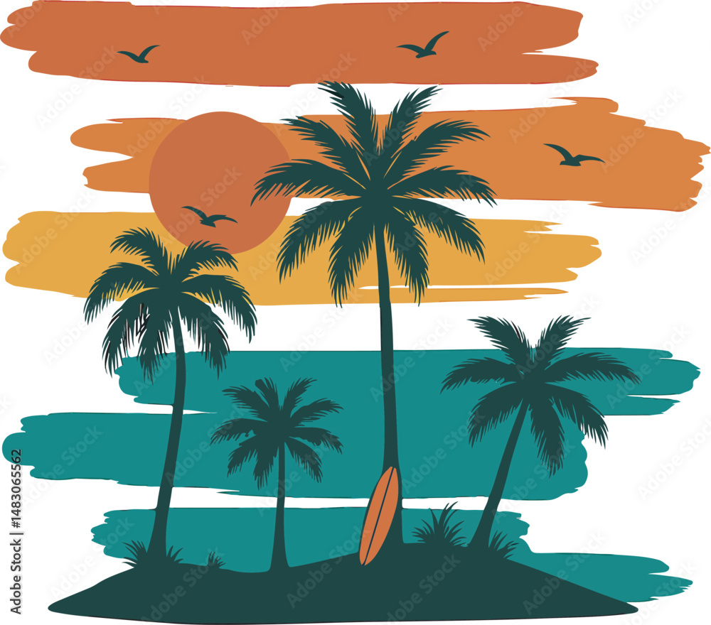 Fototapeta premium tropical island with palm trees