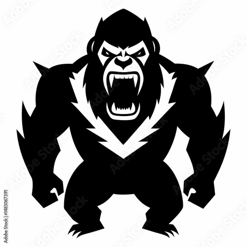 Vector art illustration of a wild gorilla