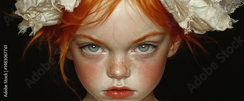 Portrait of a young girl with intense gaze