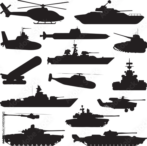 Maritime Collection: Nine varied vessel silhouettes, each a monochromatic representation of different ships, set against a seamless field. A diverse selection of craft.