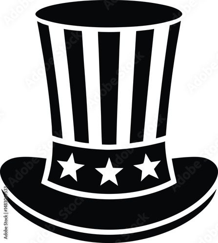 Uncle Sam Hat Silhouette Iconic Striped Top Hat with Star Band