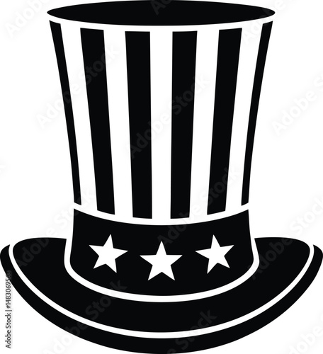 Uncle Sam Hat Silhouette Patriotic Icon for Independence Day