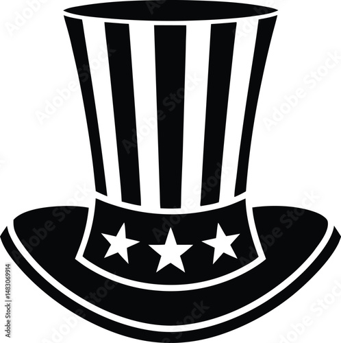 Uncle Sam Hat Silhouette Patriotic Icon for Independence Day