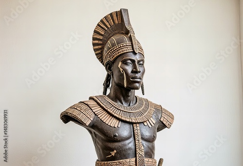 African warrior statue, isolated on white.