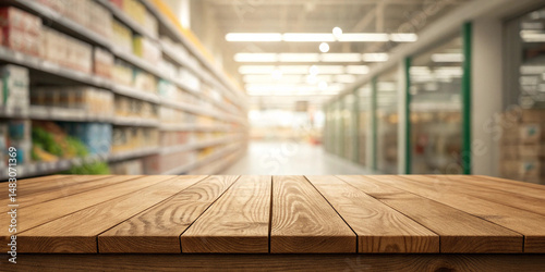 wood table top with aisle blurred background and high quality resolution images