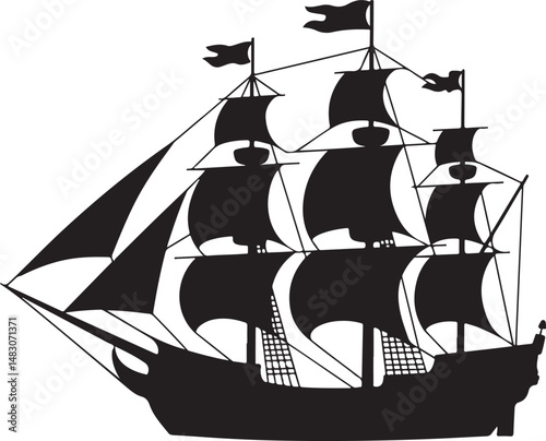 Maritime Collection: Nine varied vessel silhouettes, each a monochromatic representation of different ships, set against a seamless field. A diverse selection of craft.
