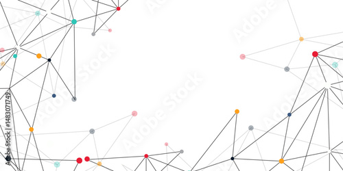 Abstract digital background of points and lines. abstract technology Network nodes with polygonal shapes colorful Vector background. Modern technology concept network connects, data structure design.	