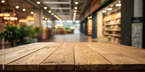 wood table top with aisle blurred background and high quality resolution images
