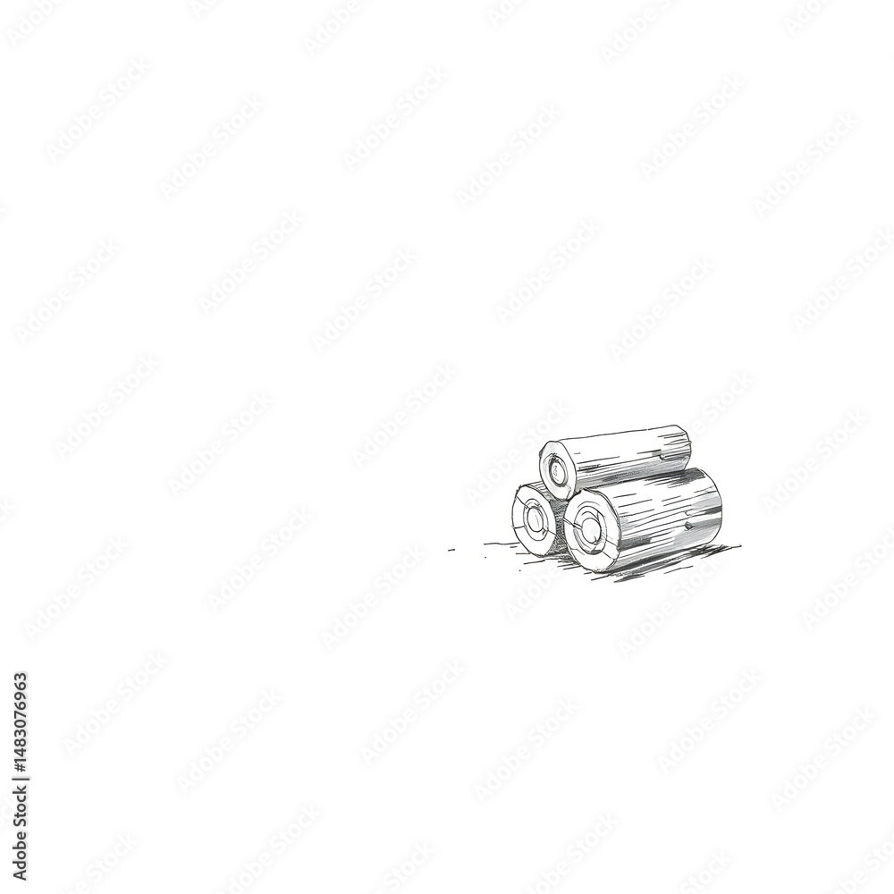 Abstract Hand-Sketched Logs - A minimalist abstract illustration featuring a hand-drawn style sketch of a small stack of logs. Abstract Hand-Sketched Logs - A minimalist abstract illustration featuring a hand-drawn style sketch of a small stack of logs.