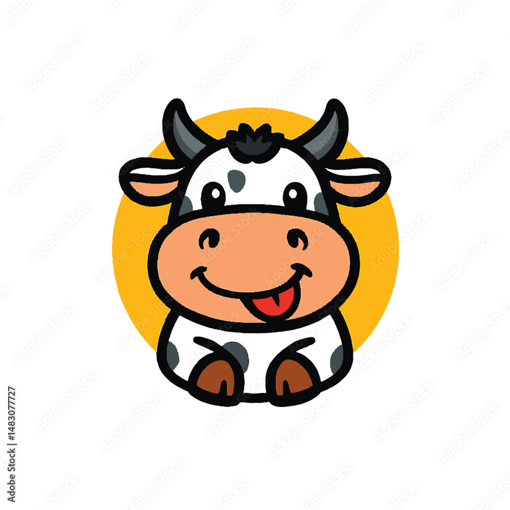 cute cow cartoon logo vector icon illustration cute cow cartoon logo vector icon illustration