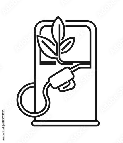 Bio fuel icon. Green energy eco petroleum pump in bold line