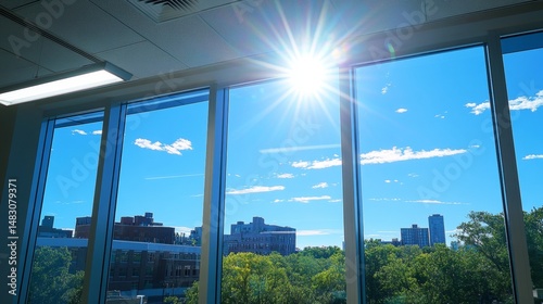 Bright sunny day at the office with clear views